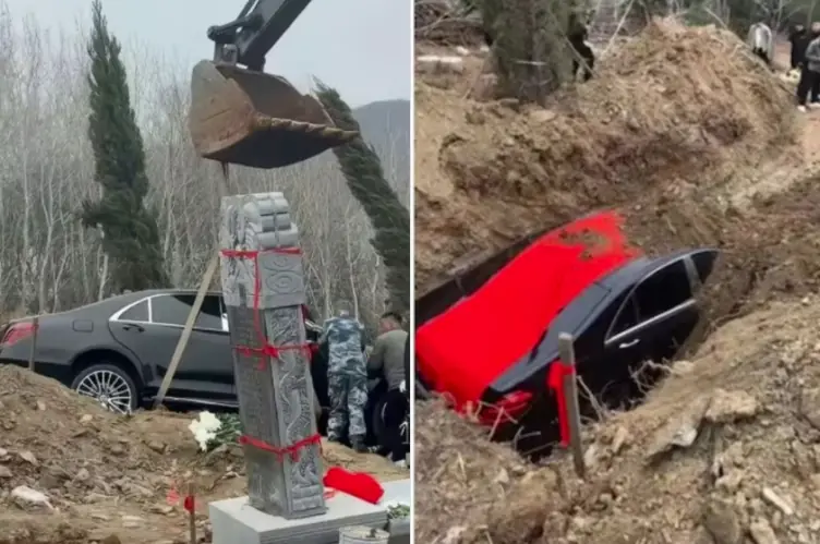 งานศพคนรวย มหาเศรษฐีฝัง "รถเบนซ์ทั้งคัน" หวังให้เอาไปขับในปรโลก สุดท้ายงานเข้า