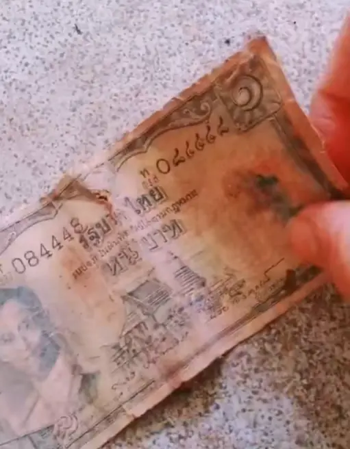 สาวกำลังย้ายบ้าน เจอธนบัตร 1 บาท มีข้อความ "แบงก์นำโชค" คอหวยไม่พลาด ขอซูมเลขชัดๆ