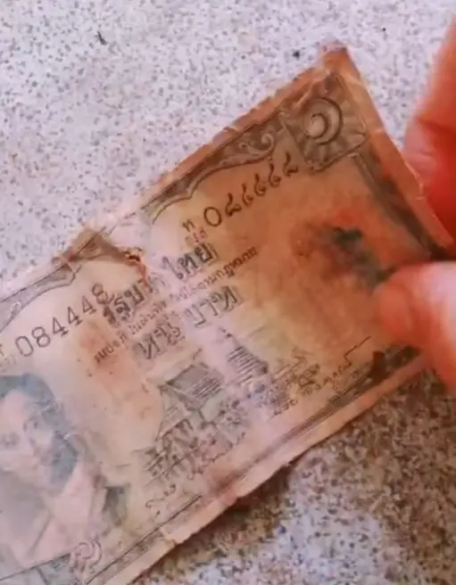 สาวกำลังย้ายบ้าน เจอธนบัตร 1 บาท มีข้อความ "แบงก์นำโชค" คอหวยไม่พลาด ขอซูมเลขชัดๆ