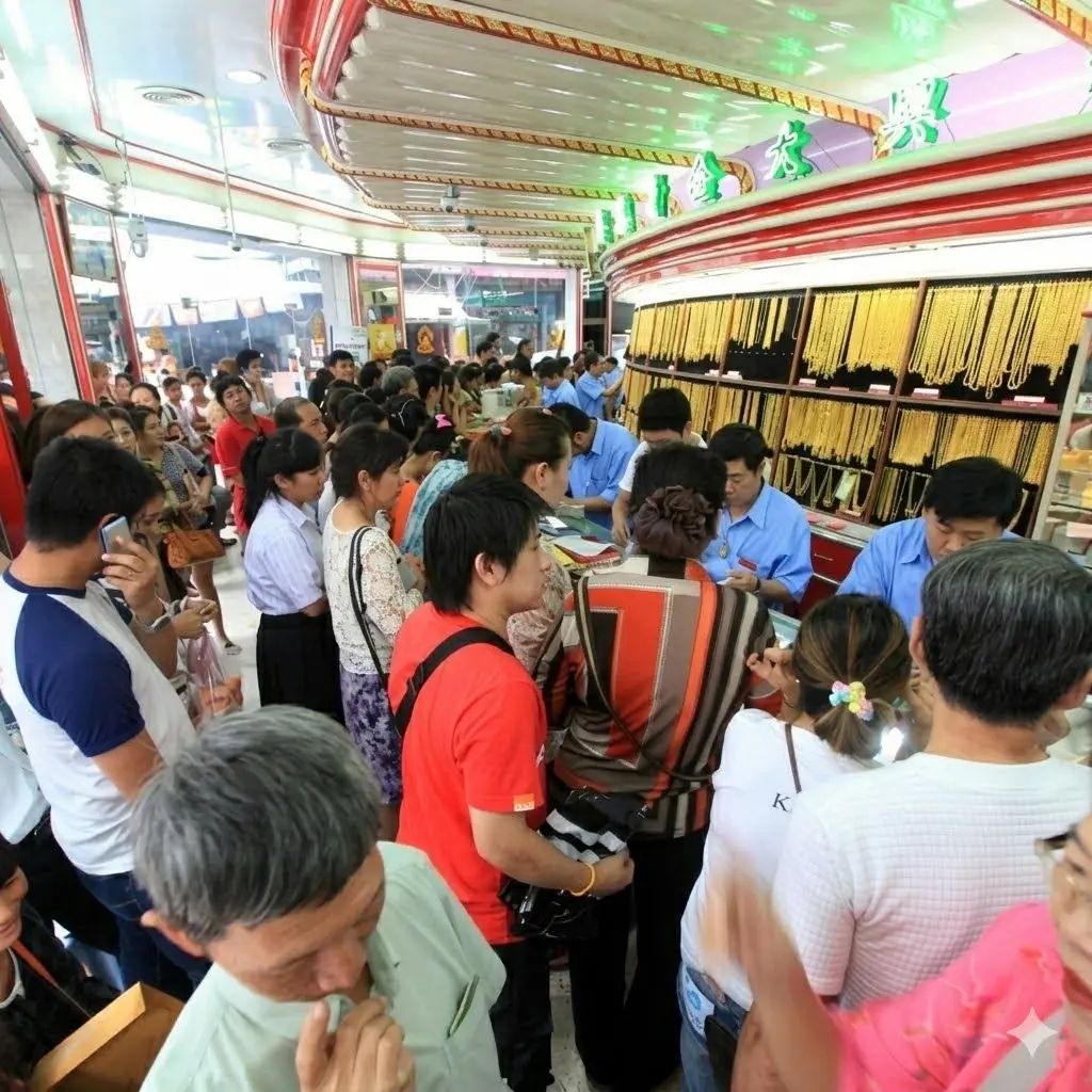 ประชาชนแห่ซื้อขายทองที่เยาวราช หลังเปิดตลาดเช้าราคาพุ่งแรงทะลุกว่า 1,000 บาท